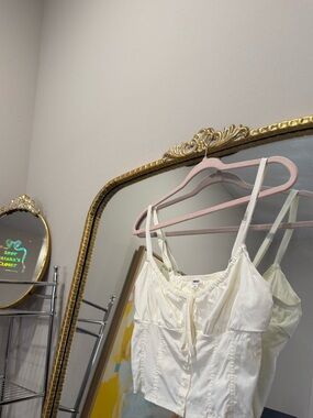 Garage Ivory Cropped Button-Front Cami Top